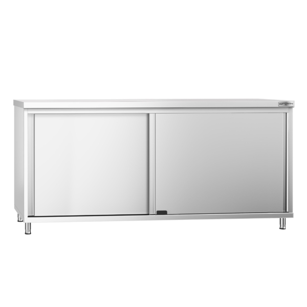 Armoire de travail en inox PREMIUM - 1800x800mm - avec porte coulissante sans rebord