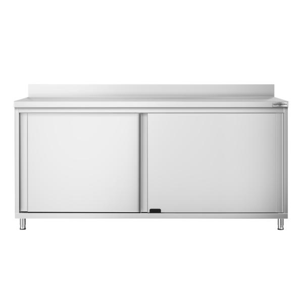 Armoire de travail en inox PREMIUM - 1800x800mm - avec porte coulissante & rebord