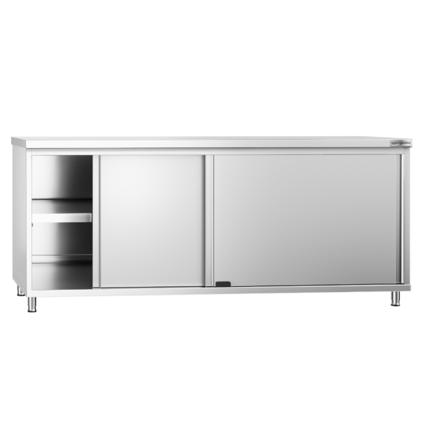 Armoire de travail en inox PREMIUM - 2000x800mm - avec porte coulissante sans rebord