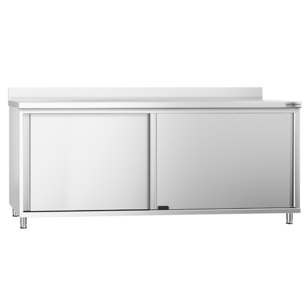 Armoire de travail en inox PREMIUM - 2000x800mm - avec porte coulissante & rebord