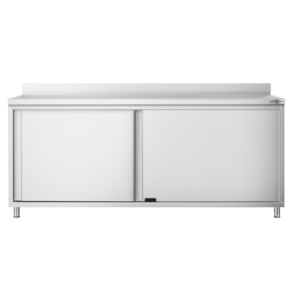 Armoire de travail en inox PREMIUM - 2000x800mm - avec porte coulissante & rebord