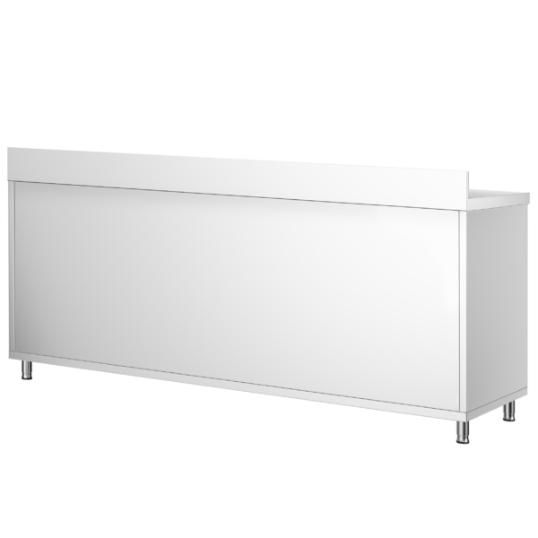 Armoire de travail en inox PREMIUM - 2000x800mm - avec porte coulissante & rebord