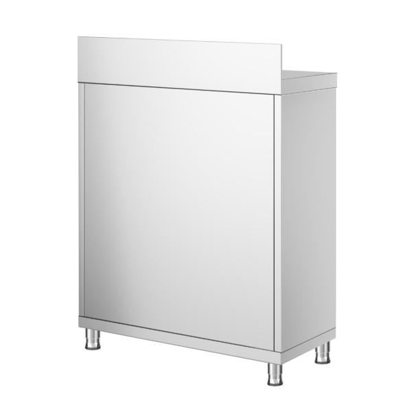 Armoire de travail en inox PREMIUM - 600x600mm - avec porte battante & rebord