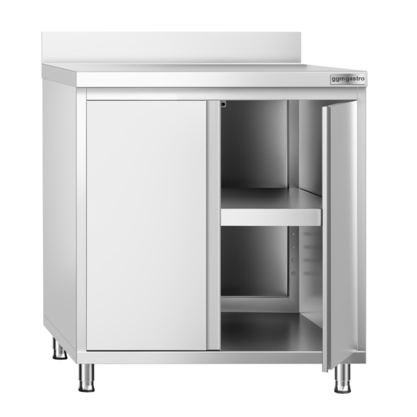 Armoire de travail en inox PREMIUM - 800x600mm - avec porte battante & rebord