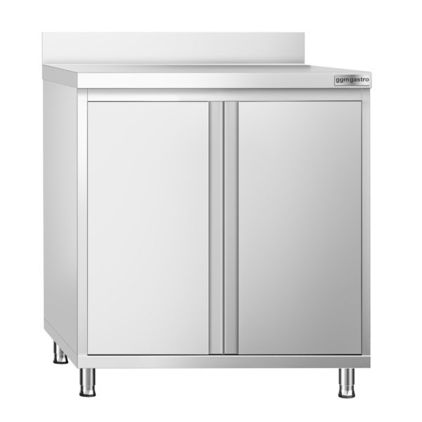 Armoire de travail en inox PREMIUM - 800x600mm - avec porte battante & rebord