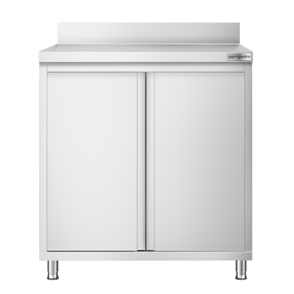 Armoire de travail en inox PREMIUM - 800x600mm - avec porte battante & rebord