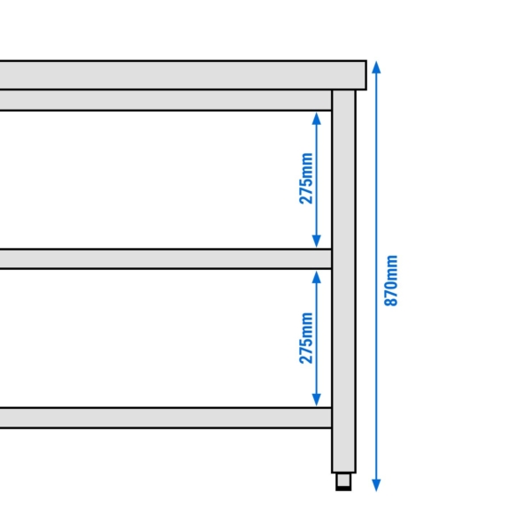 Table de travail en inox PREMIUM - 700x600mm - avec fond de base & étagère intermédiaire