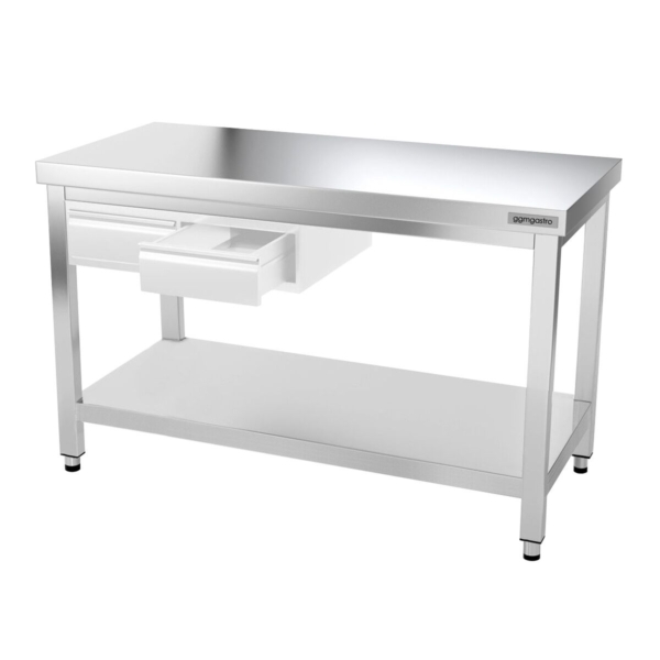 Table de travail en inox PREMIUM - 1000x600mm - avec fond de base sans rebord