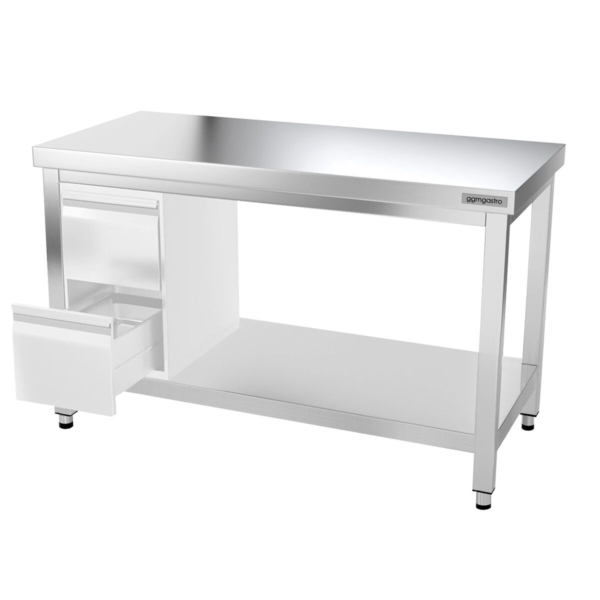 Table de travail en inox PREMIUM - 1000x600mm - avec fond de base sans rebord