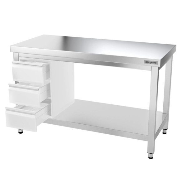 Table de travail en inox PREMIUM - 1000x600mm - avec fond de base sans rebord