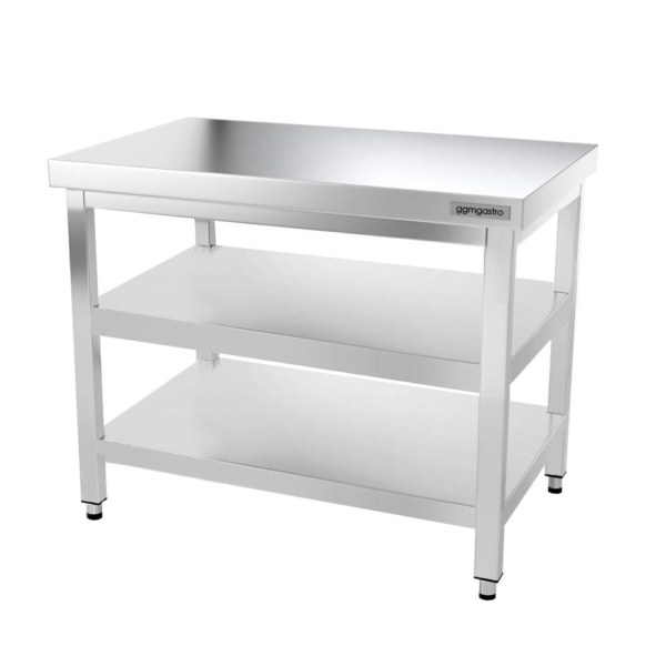 Table de travail en inox PREMIUM - 1000x600mm - avec tablette de base & intermédiaire