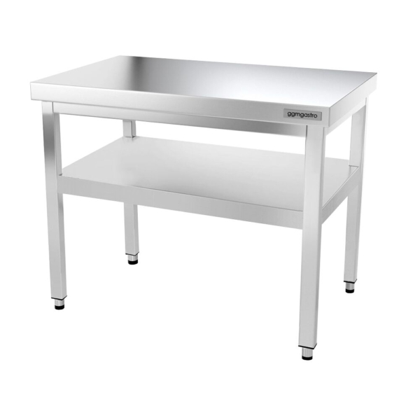 Table de travail inox PREMIUM - 1000x700mm - avec fond de base sans rebord