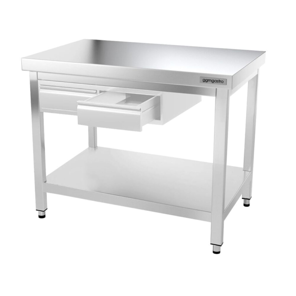 Table de travail inox PREMIUM - 1000x700mm - avec fond de base sans rebord