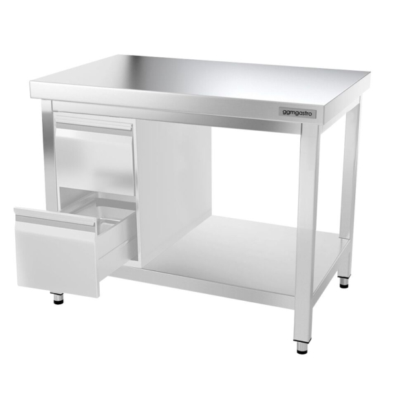 Table de travail inox PREMIUM - 1000x700mm - avec fond de base sans rebord