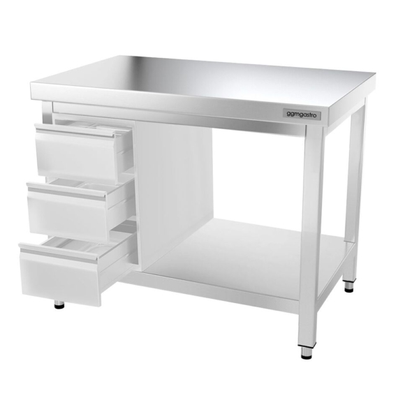 Table de travail inox PREMIUM - 1000x700mm - avec fond de base sans rebord