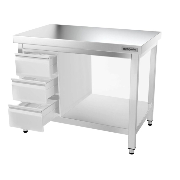 Table de travail en inox PREMIUM - 1000x600mm - avec fond de base & entretoise