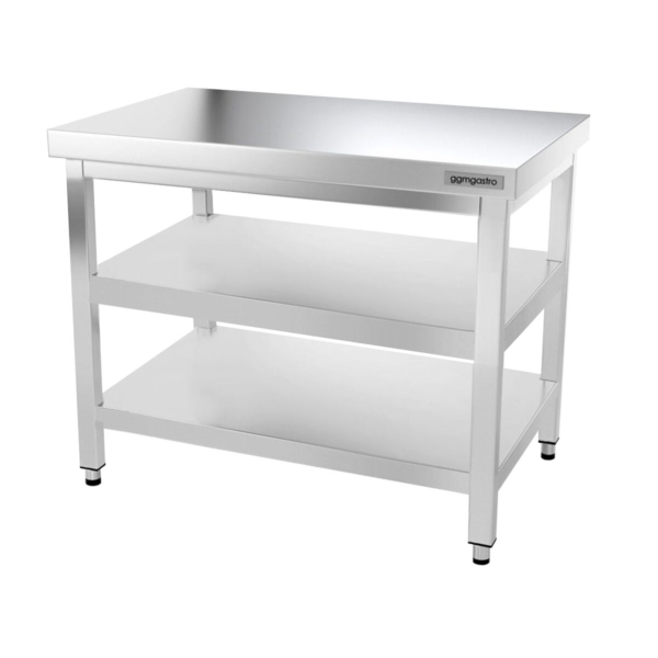 Table de travail en inox PREMIUM - 1000x700mm - avec fond de base & étagère intermédiaire