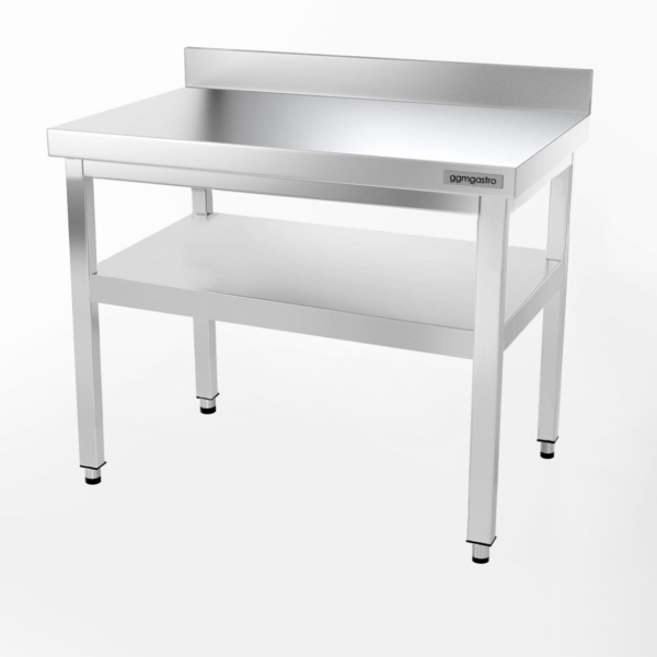 Table de travail en inox PREMIUM - 1000x600mm - avec fond de base & rebord