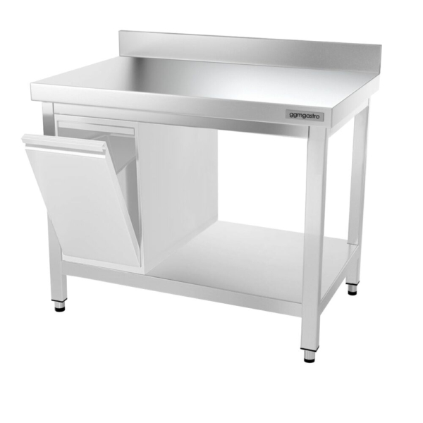 Table de travail en inox PREMIUM - 1000x600mm - avec fond de base, rebord & contreventement