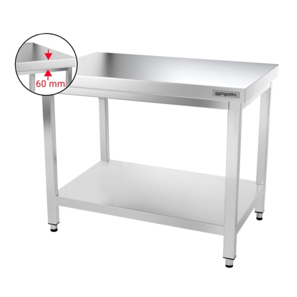 Table de travail inox PREMIUM - 1000x800mm - avec fond de base sans rebord