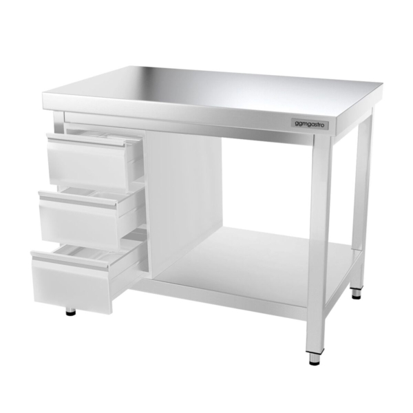 Table de travail inox PREMIUM - 1000x800mm - avec fond de base sans rebord