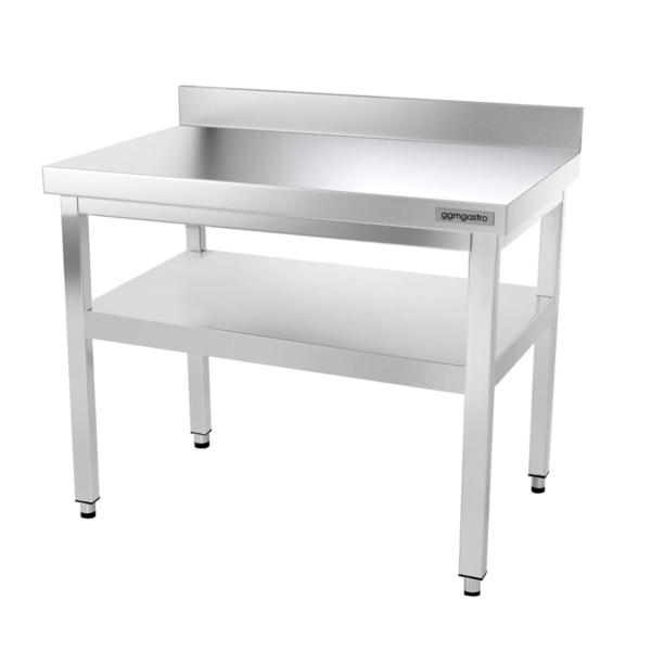 Table de travail en inox PREMIUM - 1000x800mm - avec fond de base & rebord