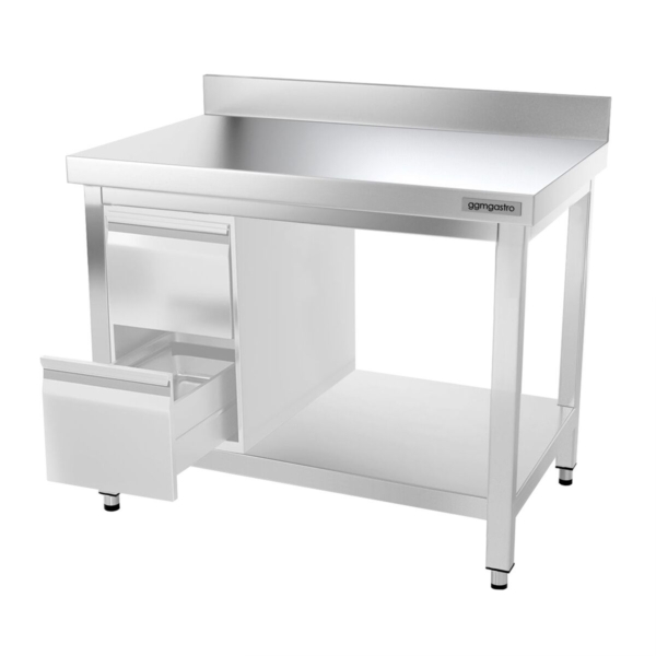 Table de travail en inox PREMIUM - 1000x800mm - avec fond de base & rebord