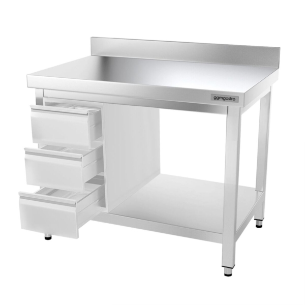 Table de travail en inox PREMIUM - 1000x800mm - avec fond de base & rebord