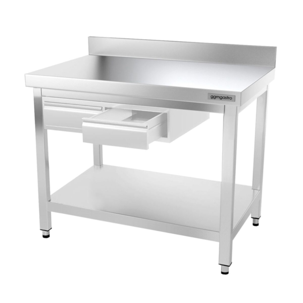 Table de travail en inox PREMIUM - 1000x800mm - avec fond de base & rebord