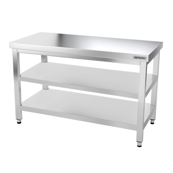 Table de travail en inox PREMIUM - 1200x600mm - avec tablette de base & intermédiaire