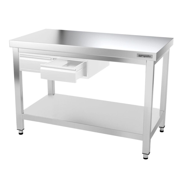 Table de travail inox PREMIUM - 1200x700mm - avec fond de base sans rebord