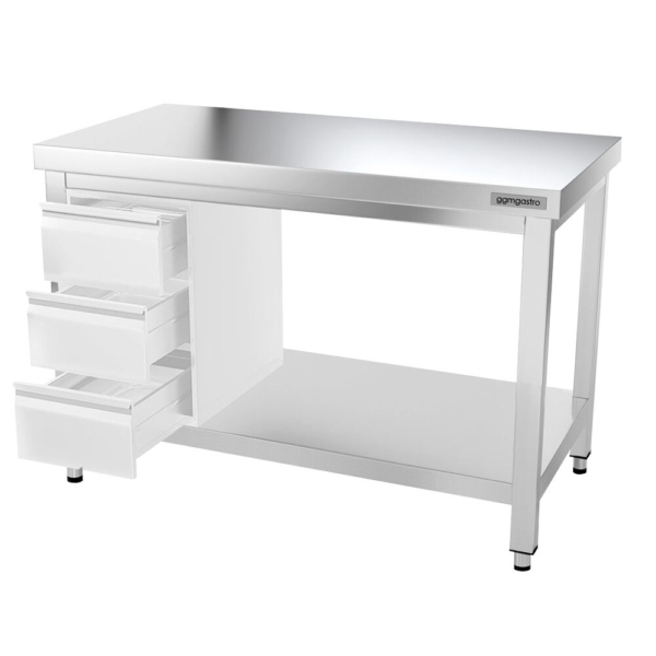 Table de travail inox PREMIUM - 1200x700mm - avec fond de base sans rebord