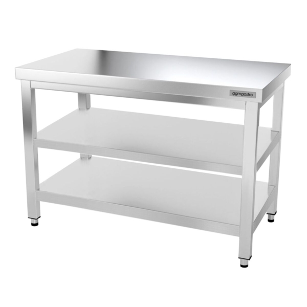 Table de travail en inox PREMIUM - 1200x700mm - avec tablette de base & intermédiaire