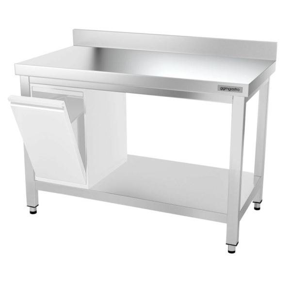 Table de travail en inox PREMIUM - 1200x800mm - avec fond de base, rebord & entretoise