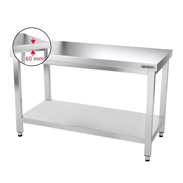 Table de travail inox PREMIUM - 1200x800mm - avec fond de base sans rebord