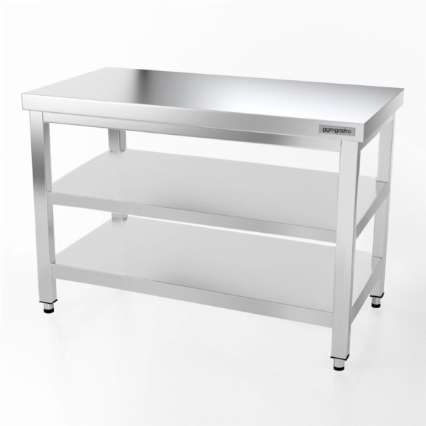 Table de travail en inox PREMIUM - 1200x800mm - avec tablette de base & intermédiaire