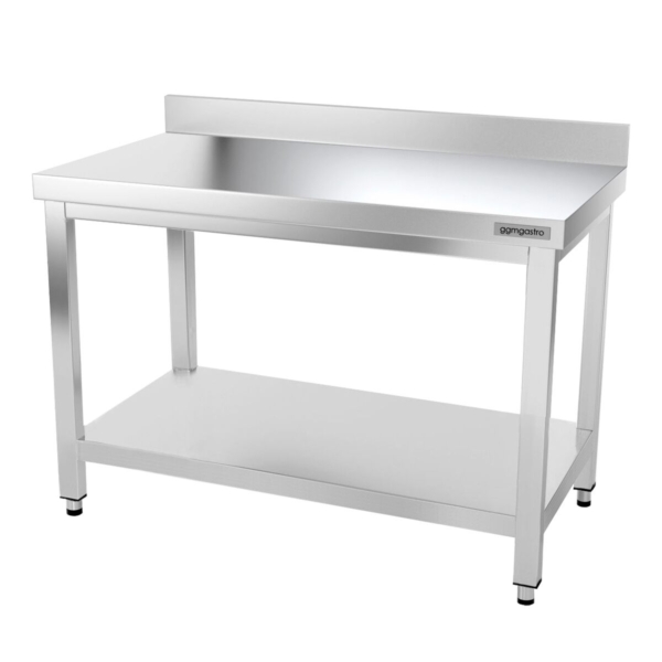 Table de travail en inox PREMIUM - 1200x800mm - avec fond de base & rebord