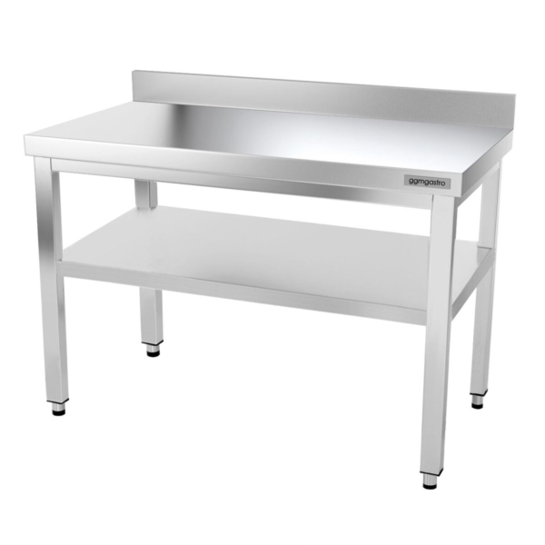 Table de travail en inox PREMIUM - 1200x800mm - avec fond de base & rebord