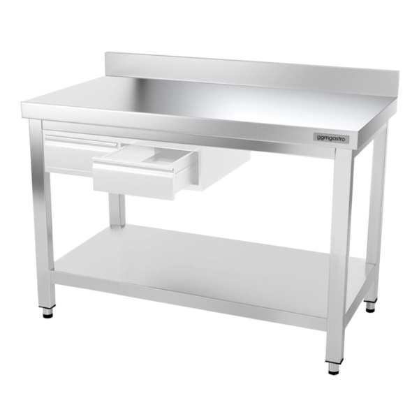 Table de travail en inox PREMIUM - 1200x800mm - avec fond de base & rebord