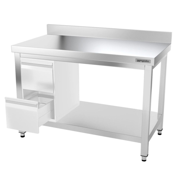 Table de travail en inox PREMIUM - 1200x800mm - avec fond de base & rebord