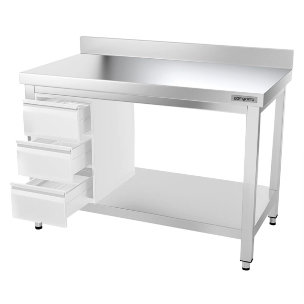 Table de travail en inox PREMIUM - 1200x800mm - avec fond de base & rebord