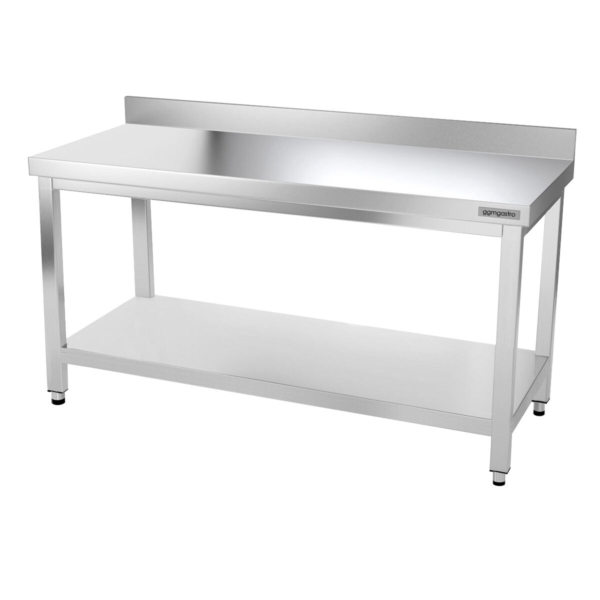 Table de travail en inox PREMIUM - 1400x600mm - avec fond et rebord