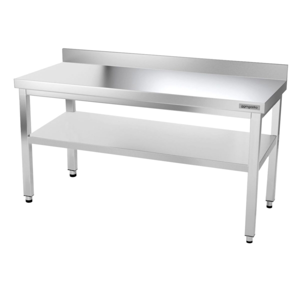 Table de travail en inox PREMIUM - 1400x600mm - avec fond et rebord