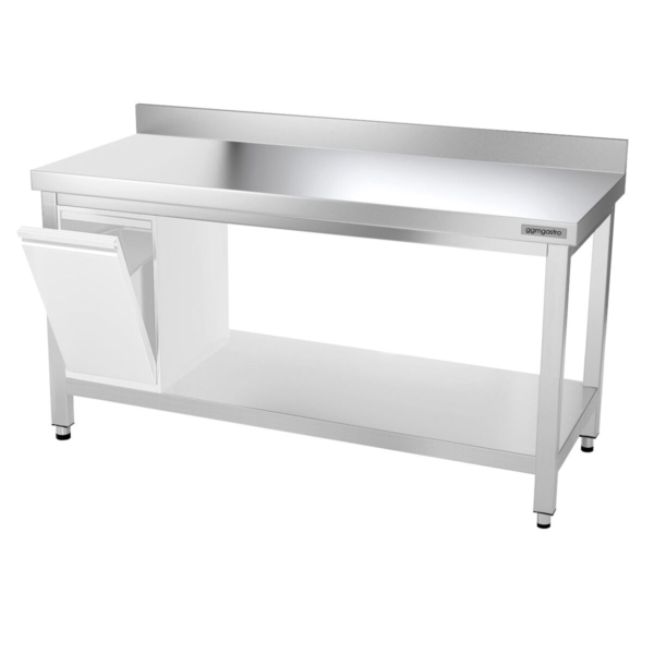 Table de travail en inox PREMIUM - 1400x600mm - avec fond et rebord