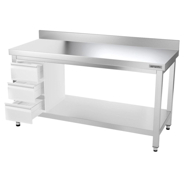 Table de travail en inox PREMIUM - 1400x600mm - avec fond et rebord