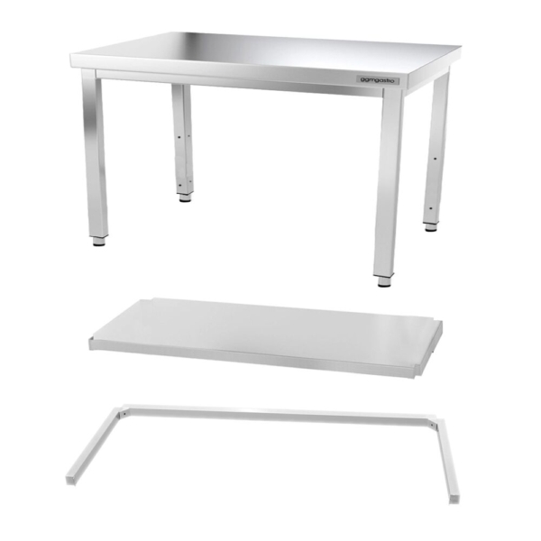 Table de travail en inox PREMIUM - 1400x600mm - avec fond de base & entretoise