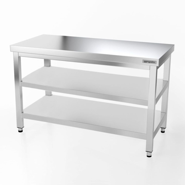 Table de travail en inox PREMIUM - 1500x800mm - avec tablette de base & intermédiaire