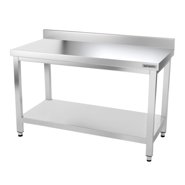 Table de travail en inox PREMIUM - 1400x800mm - avec fond de base & rebord