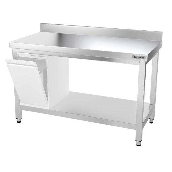 Table de travail en inox PREMIUM - 1400x800mm - avec fond de base & rebord