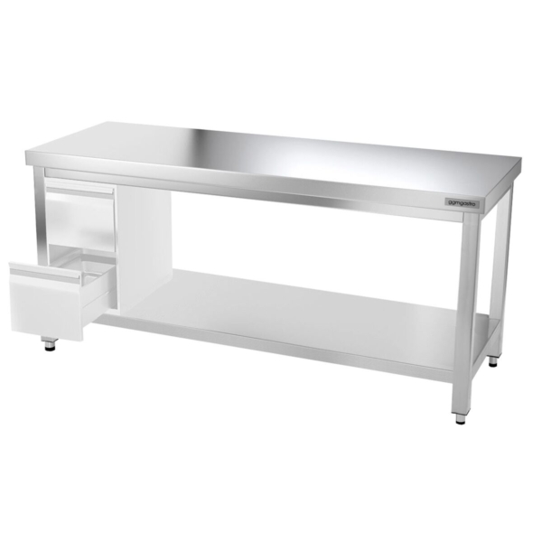 Table de travail en inox PREMIUM - 1500x800mm - avec fond de base sans rebord